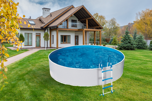Stålvægspool Azuro 240 Ø 2,40 × 0,90 m Blå / Hvid med Skimmerfilter 2000