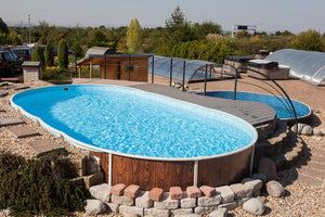Stålväggspool Azuro VAR 404 DL 5,50 × 3,70 × 1,20 m Wood utan Liner, Stege och Filter med Offsethål