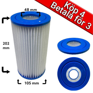 4-pak spafilter model Intex A passer også til Folkpool 5ft