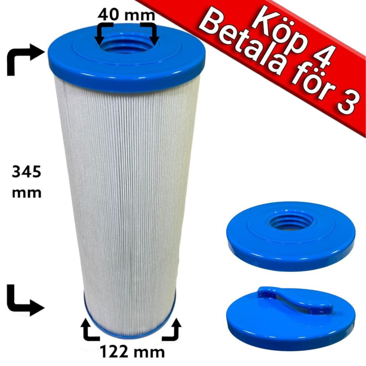 4-pak spafiltre til Aquavia spa, Arctic Spas, Norrlandspoolen, Svenska Bad, Swebad 50ft