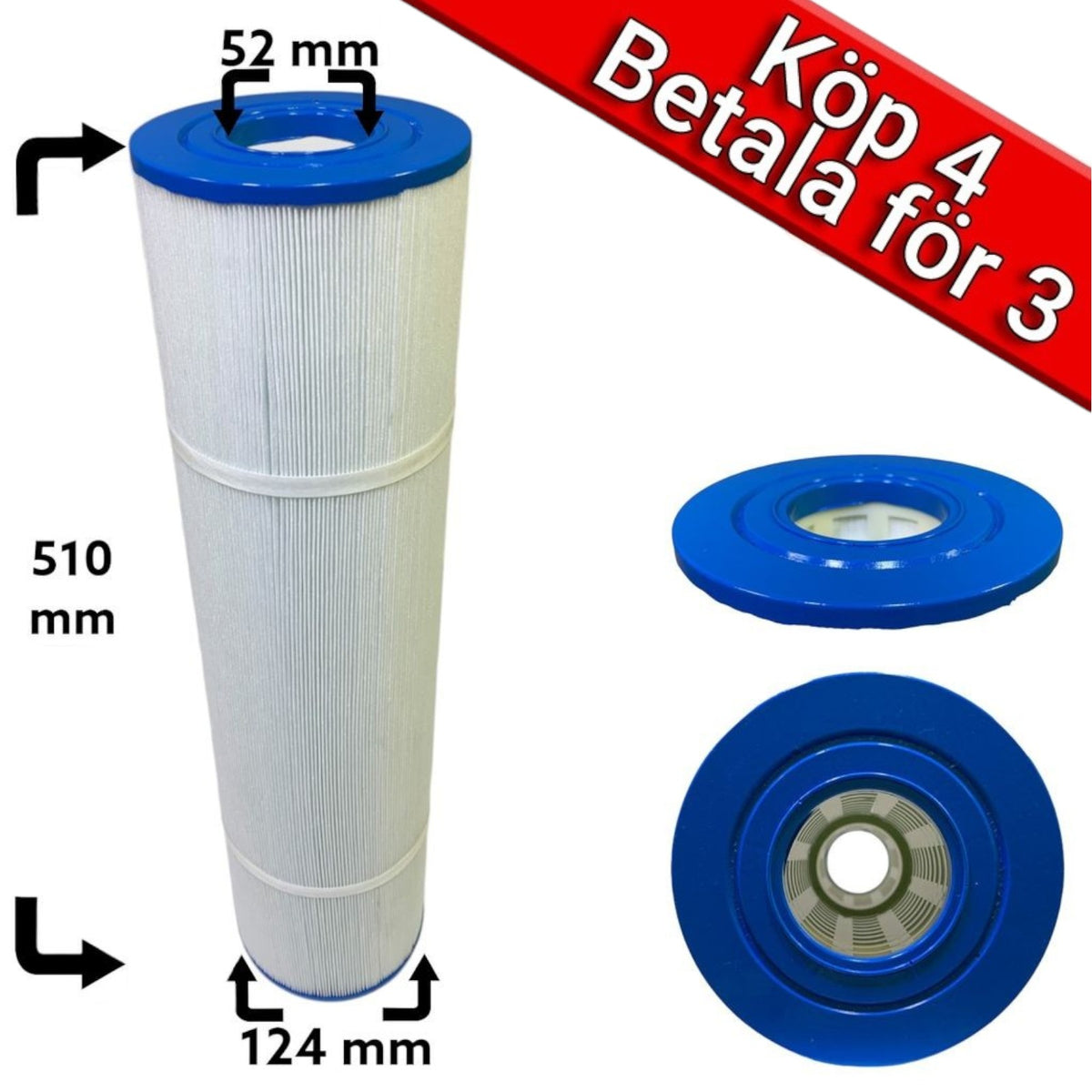 4-pak spafilter til Coast Spas, Dakota Spas, Emerald, Hydropool, Maax, Pentair 75ft