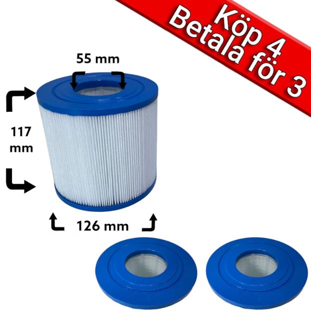 4-pak spafilter til Beachcomber, Catalina, Clearwater, Maax spas, PDC 35ft