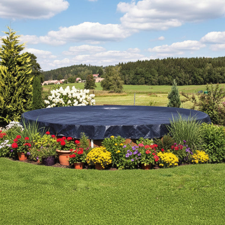 Poolöverdrag Premium 125 g/m² blå/svart 9,1 × 4,6 m