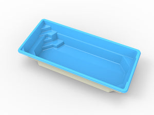 Glasfiberpool Långhalsen 6,30m x 3,10m x 1,50m