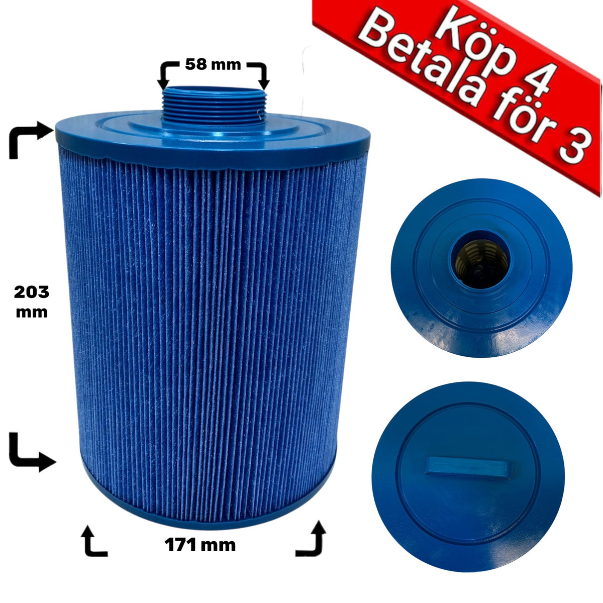 4-pak spafilter Microban til Artesian, Garden spas, Master Spa, Trademax, Vita Spa 50ft