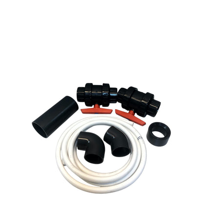 Komplet rør- og slangesæt til Jet-Swim Certikin, PVC-slange 3m Indv: 15mm Udv: 20mm, ventil 63mm, overgang 90-63mm