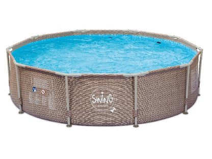 Fritstående pool Swing Pools med stålramme - 3,05 m x 76 cm, Vævet design (dobbelt rattan)