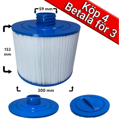 4-pak spafilter, som bl.a. passer til Beachcomber, Bullfrog Spas, Caldera, Canadian Spas, Villeroy & Boch, Svenska Bad, K-Rauta 4 for 3